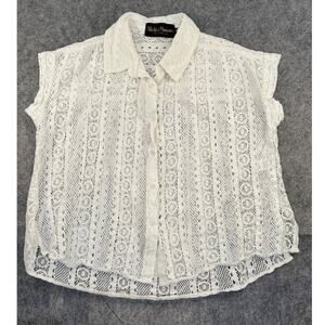 Polkadots and Moonbeams Blouse Lace Buttonup White Medium Resort